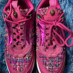Kurt Geiger Fuchsia and Multicolor Textured Sneakers